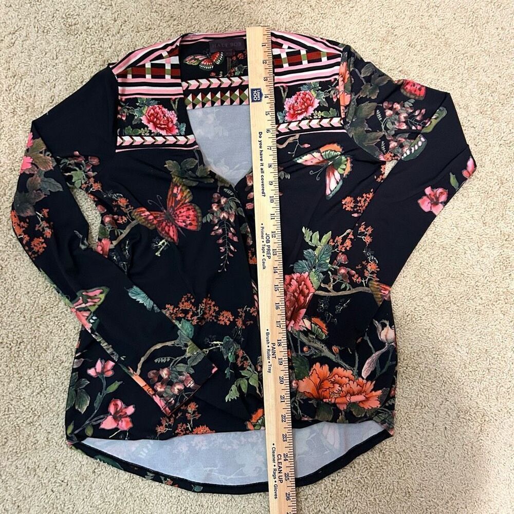 Hale Bob buttery Jersey soft faux wrap top black butterfly size XS - Picture 7 of 9